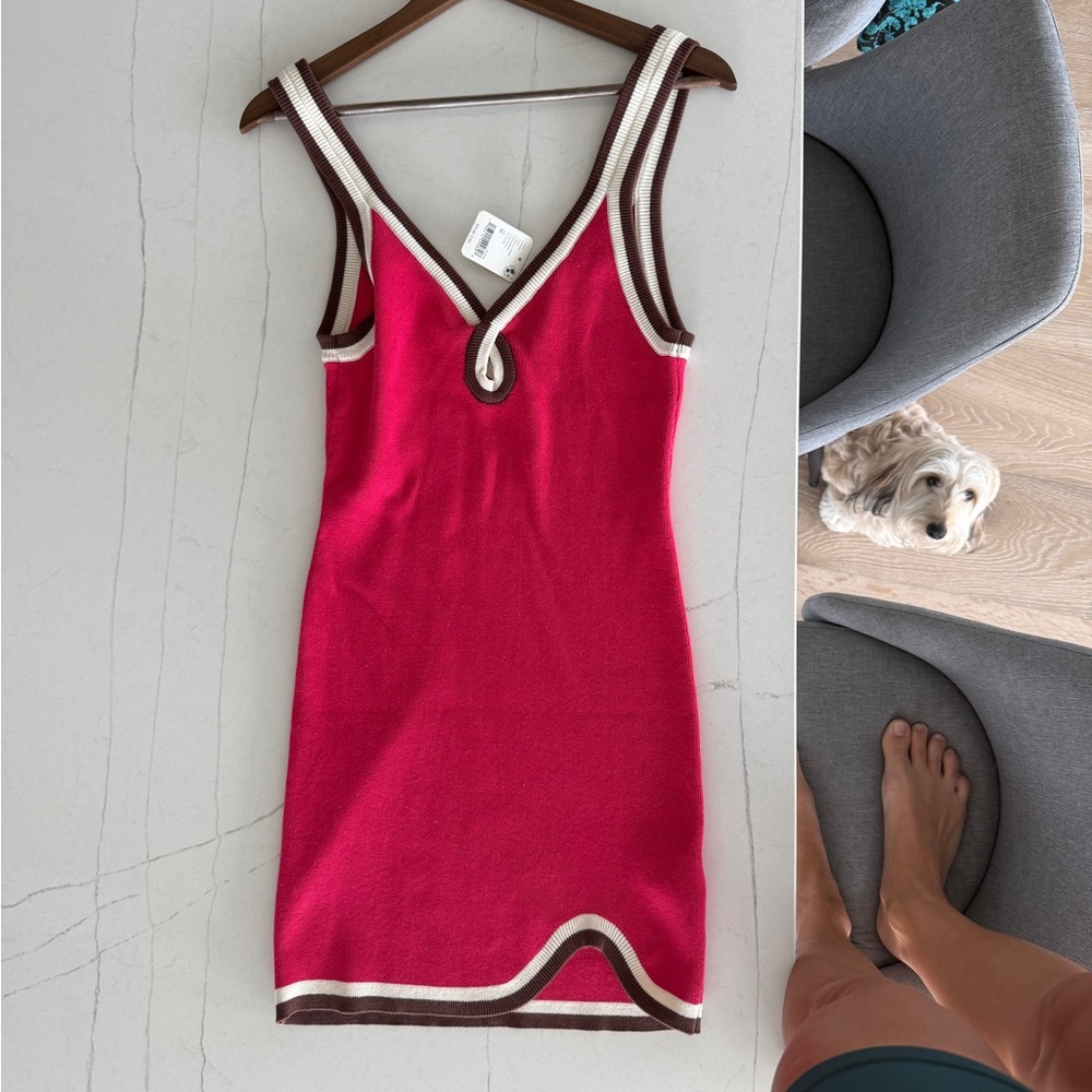 Stylish Pink and Brown Knit Dress